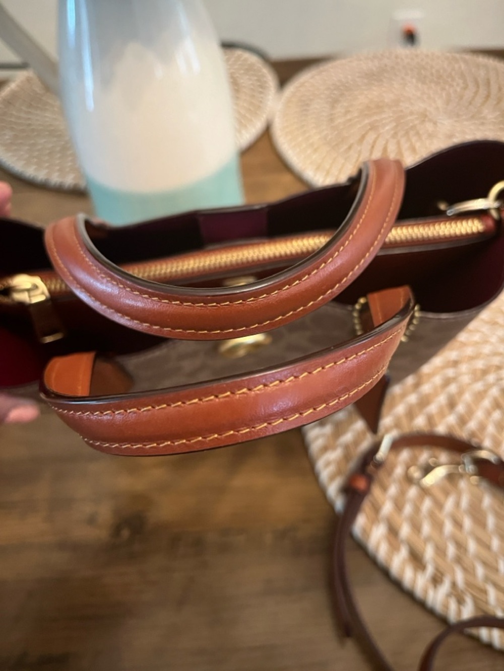 Coach Small willow Satchel in Beige Signature Canvas with Chestnut Trim - Picture 16 of 16